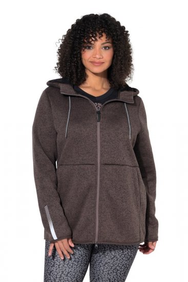 Ulla Popken 812880 Kötött polárkabát teddy polárral Taupe - Polár ruházat - 