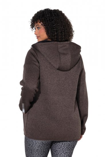 Ulla Popken 812880 Kötött polárkabát teddy polárral Taupe - Polár ruházat - 