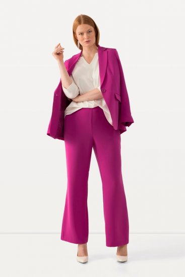 Ulla Popken 813306 Bő szárú öltönynadrág gumis derékkal Magenta - Szövetnadrágok - Női bő szárú szövetnadrágok
