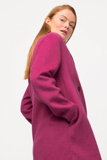 Ulla Popken 816744 Kétsoros gyapjúhatású kabát Rózsaszín - Kabátok - Női plus size kabátok