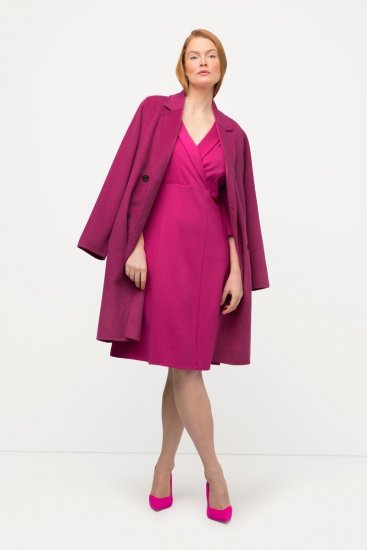 Ulla Popken 816744 Kétsoros gyapjúhatású kabát Rózsaszín - Kabátok - Női plus size kabátok