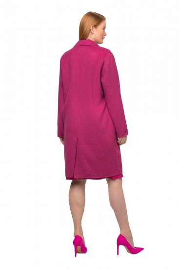 Ulla Popken 816744 Kétsoros gyapjúhatású kabát Rózsaszín - Kabátok - Női plus size kabátok