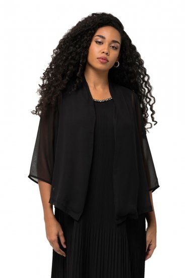 Ulla Popken 817211 Oversize sifon kabát sálgallérral Fekete - Dzsekik - Nagy méretű női dzsekik