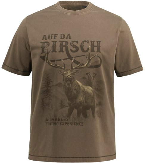 JP1880 Comfortable Fit Vintage Look T-Shirt Light Brown - Pólók - Nagyméretű pólók - 2XL-14XL