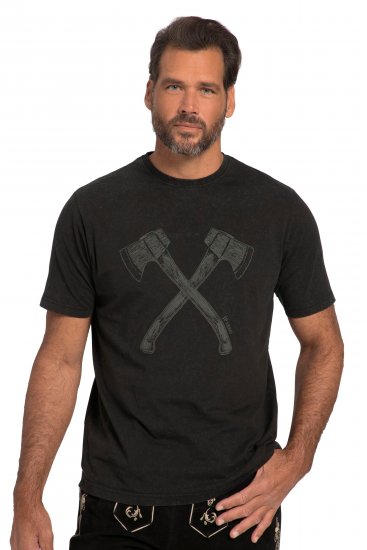 JP1880 Double Axe Design & Vintage Look T-Shirt Black - Pólók - Nagyméretű pólók - 2XL-14XL