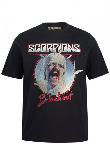 JP1880 Scorpions Blackout Graphic Comfort Fit Band T-Shirt Black - Pólók - Nagyméretű pólók - 2XL-14XL