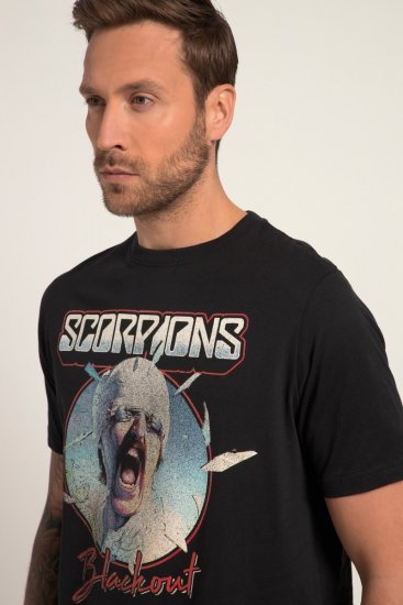 JP1880 Scorpions Blackout Graphic Comfort Fit Band T-Shirt Black - Pólók - Nagyméretű pólók - 2XL-14XL