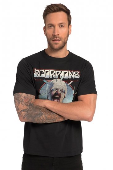 JP1880 Scorpions Blackout Graphic Comfort Fit Band T-Shirt Black - Pólók - Nagyméretű pólók - 2XL-14XL