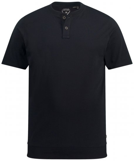 JP1880 818628 Hasra szabott Henley póló Fekete - Pólók - Nagyméretű pólók - 2XL-14XL