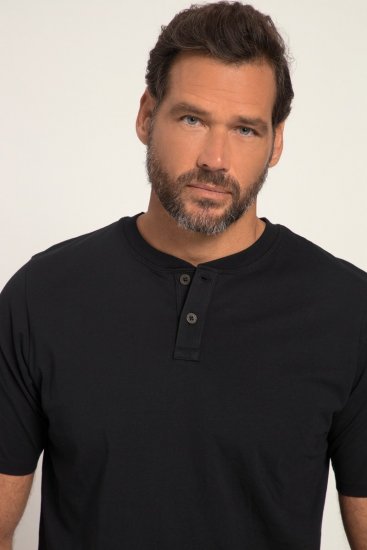 JP1880 818628 Hasra szabott Henley póló Fekete - Pólók - Nagyméretű pólók - 2XL-14XL