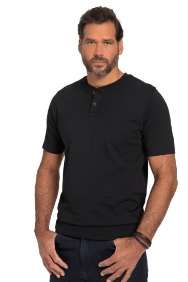 JP1880 818628 Hasra szabott Henley póló Fekete - Pólók - Nagyméretű pólók - 2XL-14XL