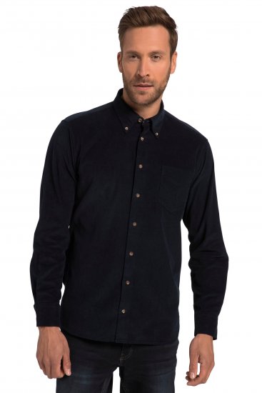 JP1880 Modern Fit Buttoned Collar Cotton Shirt Navy Blue - Ingek - Ingek 2XL-10XL