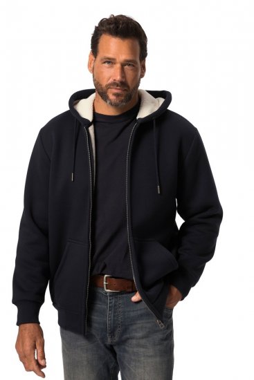 JP1880 820464 Kapucnis dzseki teddy béléssel Sötétkék - Pulóverek & kapucnis pulóverek - Pulóverek & Kapucnis pulóver 2XL-12XL