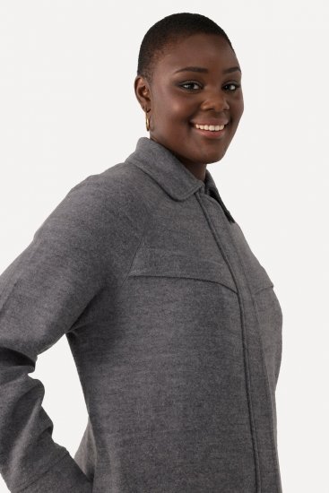 Ulla Popken 820516 Gyapjúkabát Szürke melírozott - Kabátok - Női plus size kabátok