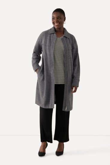 Ulla Popken 820516 Gyapjúkabát Szürke melírozott - Kabátok - Női plus size kabátok
