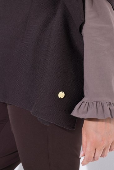 Ulla Popken 820620 Garbós poncsópulóver Mahagóni barna - Poncsók és pelerinek - 