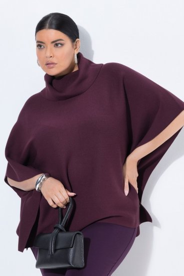 Ulla Popken 820620 Garbós poncsópulóver Szilva - Poncsók és pelerinek - 