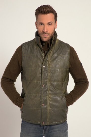 JP1880 Quilted Gilet Vintage Leather Green - Kabátok - Nagyméretű Kabátok - 2XL-8XL