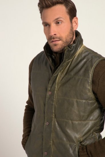JP1880 Quilted Gilet Vintage Leather Green - Kabátok - Nagyméretű Kabátok - 2XL-8XL