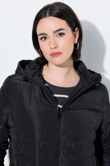 Ulla Popken 820889 Steppelt kabát Fekete - Kabátok - Női plus size kabátok