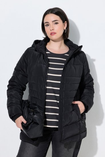 Ulla Popken 820889 Steppelt kabát Fekete - Kabátok - Női plus size kabátok
