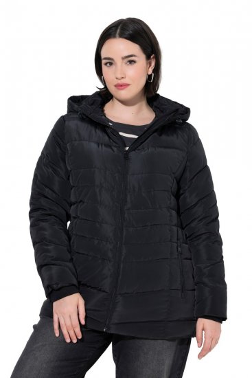 Ulla Popken 820889 Steppelt kabát Fekete - Kabátok - Női plus size kabátok