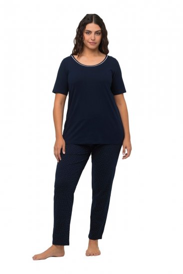 Ulla Popken 821244 Pöttyös pizsama Sötétkék - Pizsama/Loungewear - 