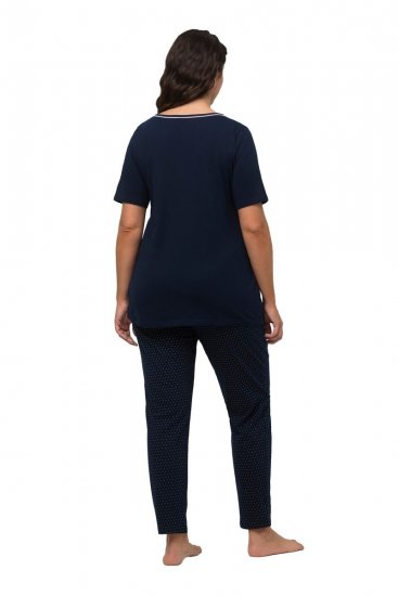 Ulla Popken 821244 Pöttyös pizsama Sötétkék - Pizsama/Loungewear - 