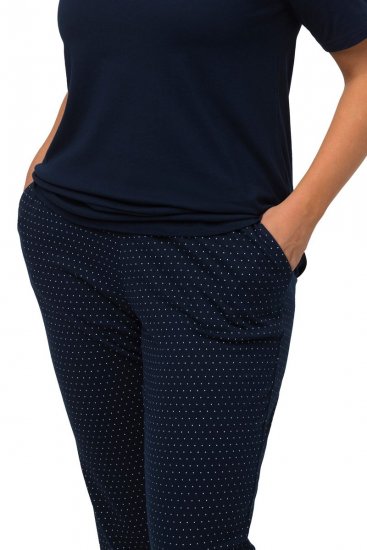 Ulla Popken 821244 Pöttyös pizsama Sötétkék - Pizsama/Loungewear - 