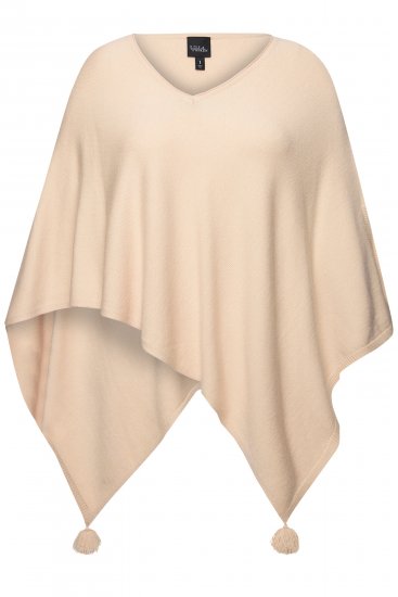 Ulla Popken Knit Pointed Hem Poncho Nature Melange - Bluzy & bluzy z kapturem - 