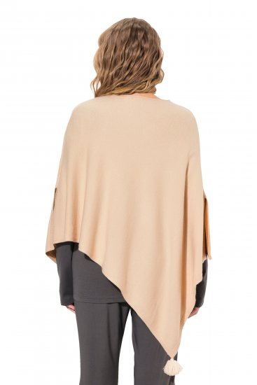 Ulla Popken Knit Pointed Hem Poncho Nature Melange - Bluzy & bluzy z kapturem - 