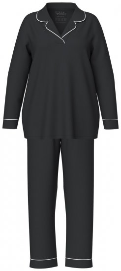 Ulla Popken 823030 Pizsama inggallérral Fekete - Pizsama/Loungewear - 