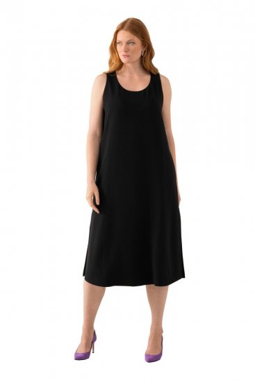 Ulla Popken 823276 Ujjatlan ruha Fekete - Maxi ruhák - Női plus size maxiruhák
