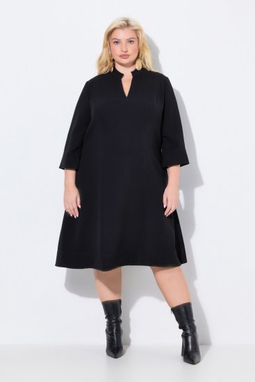 Ulla Popken 823290 Midiruha V-nyakkal Fekete - Midi ruhák - Női midiruhák nagy méretben