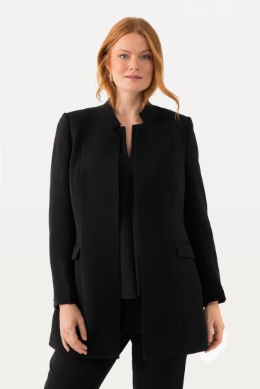 Ulla Popken 823318 Állógalléros blézer Fekete - Blézerek - Blézerek plus size méretben nőknek