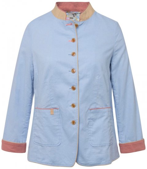 Ulla Popken 823538 Állógalléros lenkeverék blézer Világoskék - Blézerek - Blézerek plus size méretben nőknek