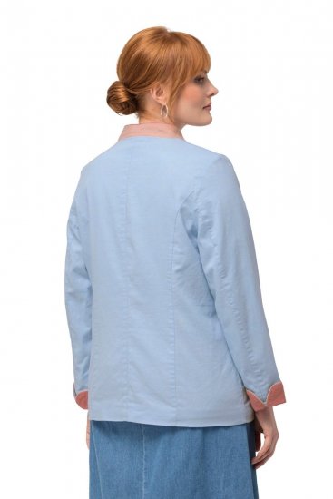 Ulla Popken 823538 Állógalléros lenkeverék blézer Világoskék - Blézerek - Blézerek plus size méretben nőknek