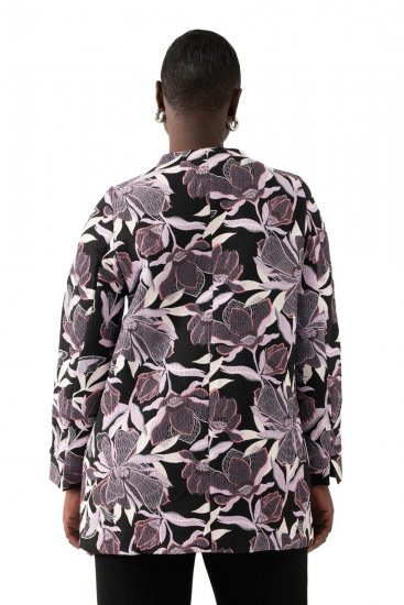 Ulla Popken 823967 Virágos jacquard blézer háromnegyedes ujjal Fekete - Blézerek - Blézerek plus size méretben nőknek