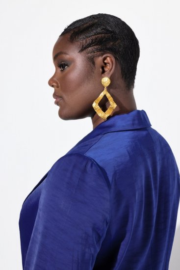 Ulla Popken 826161 Strukturált blézer fedeles zsebekkel Sötétkék - Blézerek - Blézerek plus size méretben nőknek