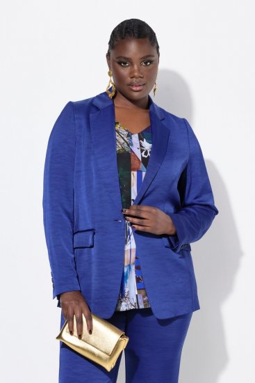 Ulla Popken 826161 Strukturált blézer fedeles zsebekkel Sötétkék - Blézerek - Blézerek plus size méretben nőknek