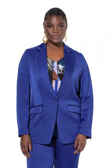 Ulla Popken 826161 Strukturált blézer fedeles zsebekkel Sötétkék - Blézerek - Blézerek plus size méretben nőknek