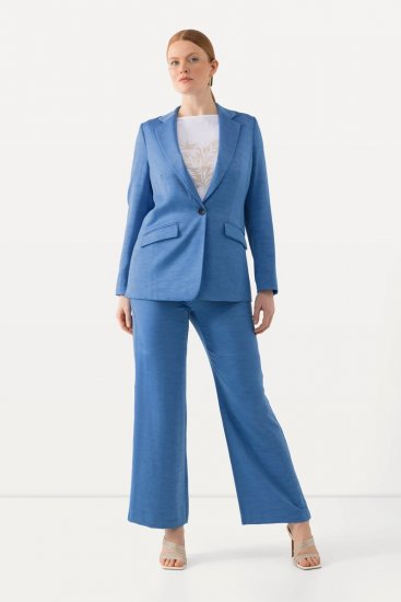 Ulla Popken 826163 Bő szárú öltönynadrág Denimkék - Szövetnadrágok - Női bő szárú szövetnadrágok