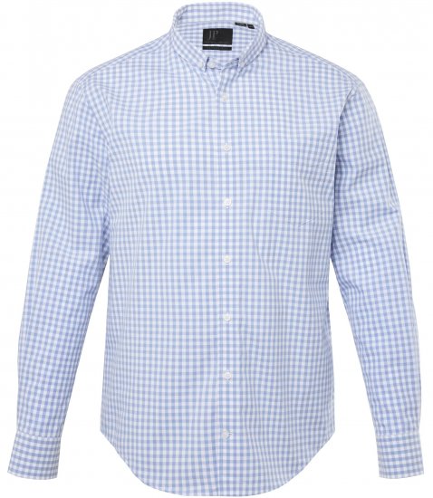 JP1880 Modern Fit Button-Down Collar Long Sleeve Check Shirt Light Blue - Ingek - Ingek 2XL-10XL