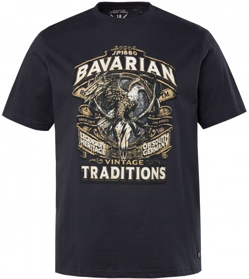 JP1880 Bavarian Design Vintage Looking T-Shirt Navy Blue - Pólók - Nagyméretű pólók - 2XL-14XL
