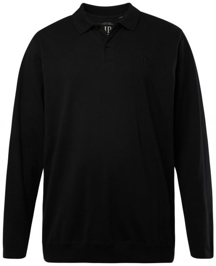 JP1880 827115 Hosszú ujjú hasra szabott galléros póló Fekete - Pólóingek - Galléros Pólók 2XL-8XL - Pólóingek 2XL-8XL