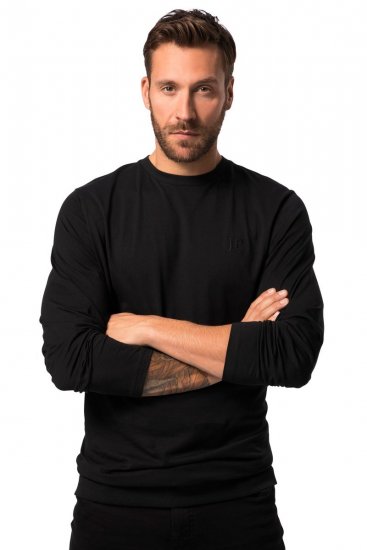 JP1880 827128 Hosszú ujjú póló hasra szabott fazonnal Fekete - Pólók - Nagyméretű pólók - 2XL-14XL