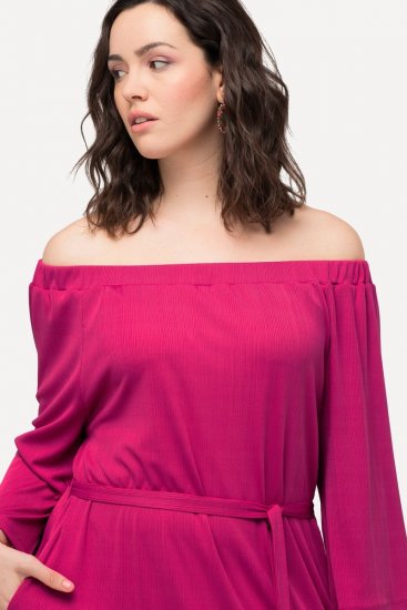 Ulla Popken 827740 Jersey ruha háromnegyedes ujjal Rózsaszín - Midi ruhák - Női midiruhák nagy méretben