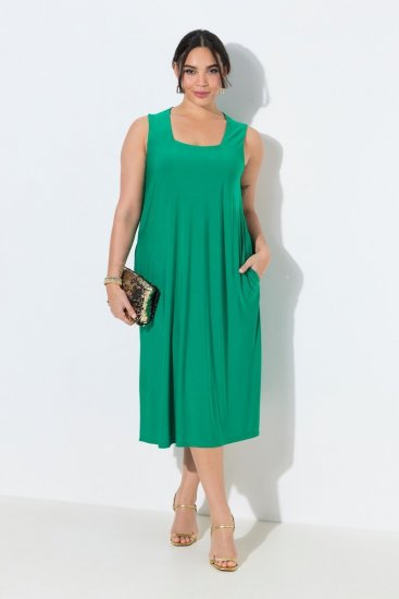 Ulla Popken 827908 Ujjatlan jersey ruha Zöld - Jersey ruhák - 