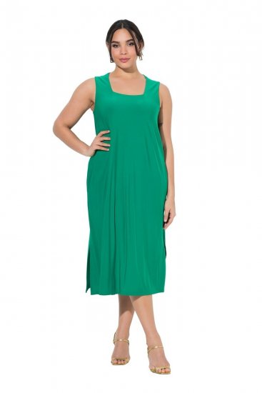 Ulla Popken 827908 Ujjatlan jersey ruha Zöld - Jersey ruhák - 