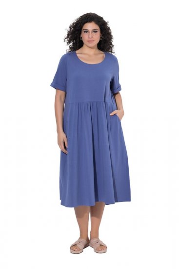 Ulla Popken 827920 Rövid ujjú jersey ruha Kék - Jersey ruhák - 